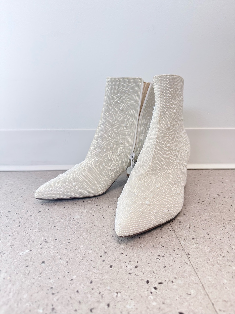 Betsey Johnson Cady Pearl Ankle Boot In Pearl White - Size 9.5